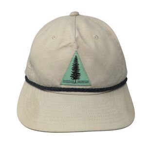 Pine Tree Snapback Hat Tan One Size Adjustable Breathable 6 Panel Rope Emblem
